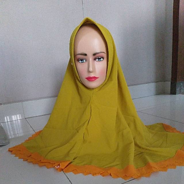 Jual Kerudung Hijab Instan Renda Warna Kuning Kunyit Shopee Indonesia 6937