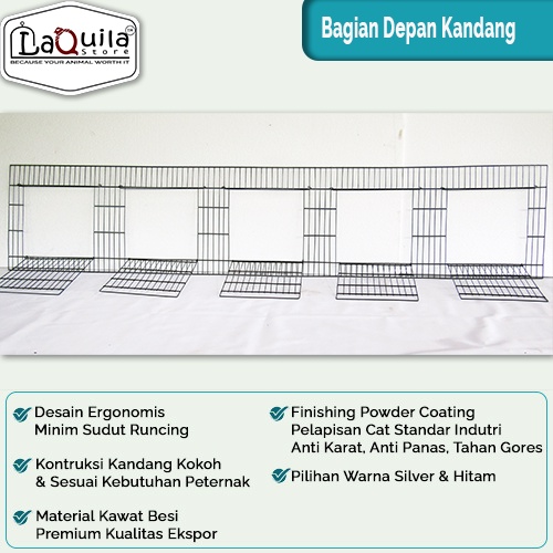 LAQUILA Pintu Kandang Galvanis Part Panel Depan Kelinci Burung Coating Anti Karat 2 3 4 5 6 Hole