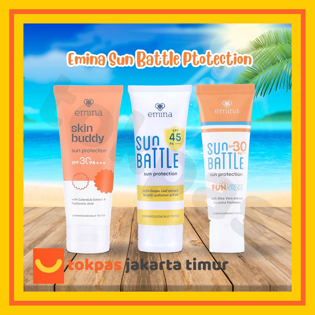 Jual Emina Sunscreen Series Skin Buddy Sun Protection / Sun Battle SPF