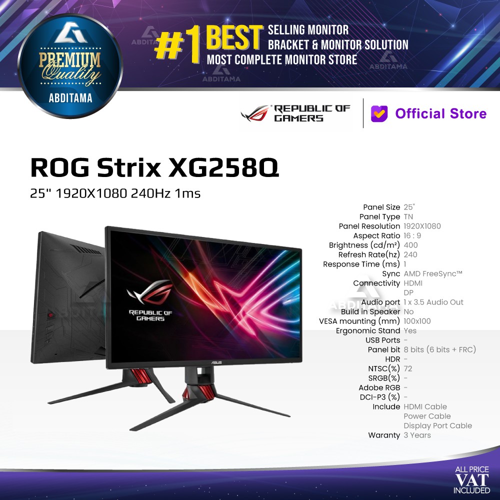 Jual Monitor LED Gaming Asus ROG Strix XG258 XG258Q 25