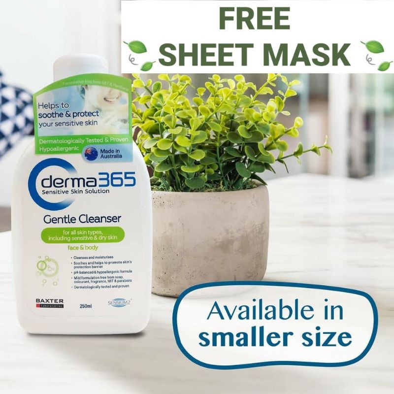 Jual [FREE SHEET MASK] READY STOCK !! Derma 365 Gentle Cleanser ...