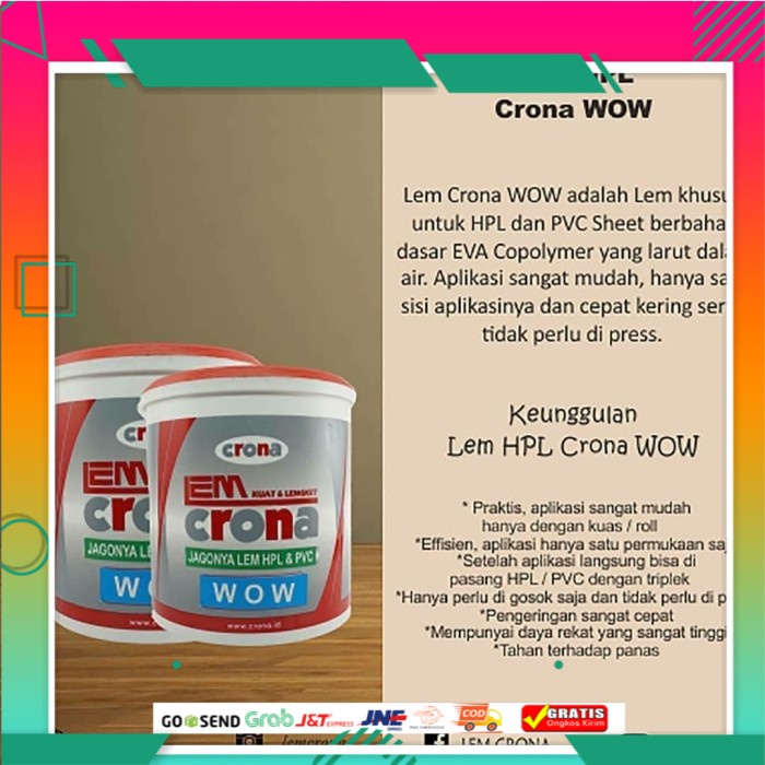 Jual Lem Crona Wow Kg Galon Lem Waterbase For Hpl Pvc Sheet Shopee Indonesia