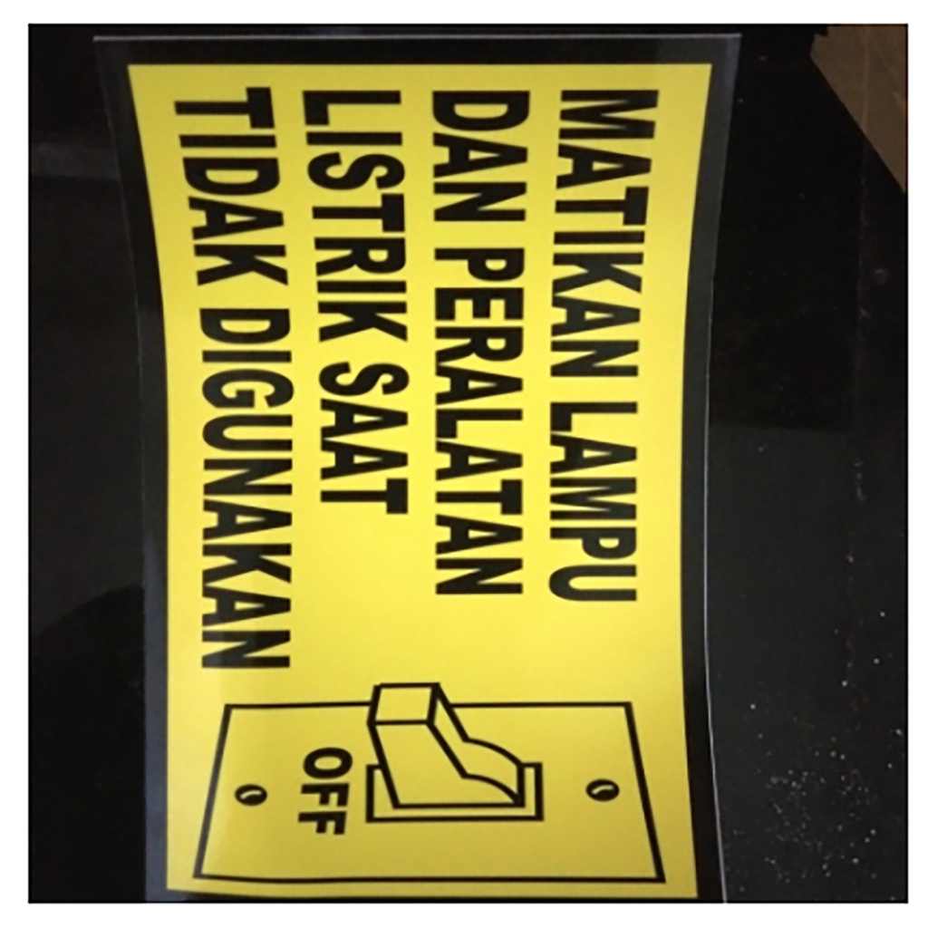 Jual STICKER VINYL MATIKAN LAMPU/LISTRIK/PANEL Uk. 10x15CM SIGN RAMBU ...