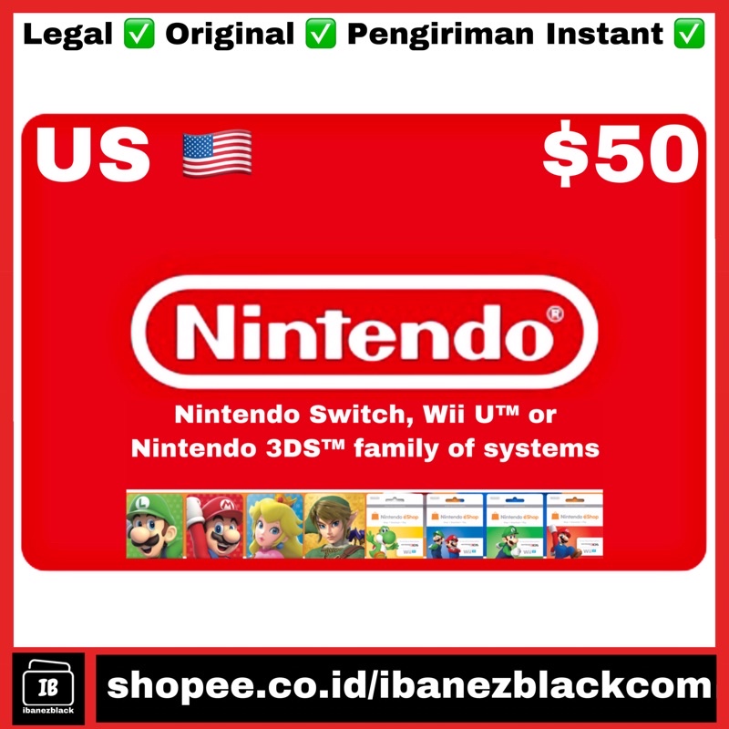 Jual Nintendo eShop Card $50 Digital Code | Shopee Indonesia