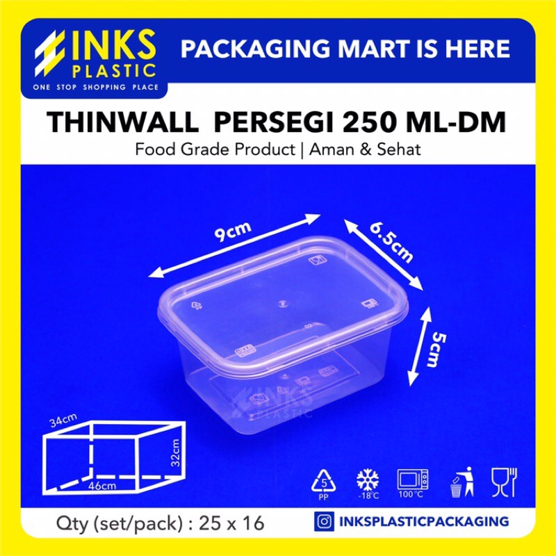 Jual Thinwall 250ml Rectangle Persegi Panjang 250 Ml 500 Pcs