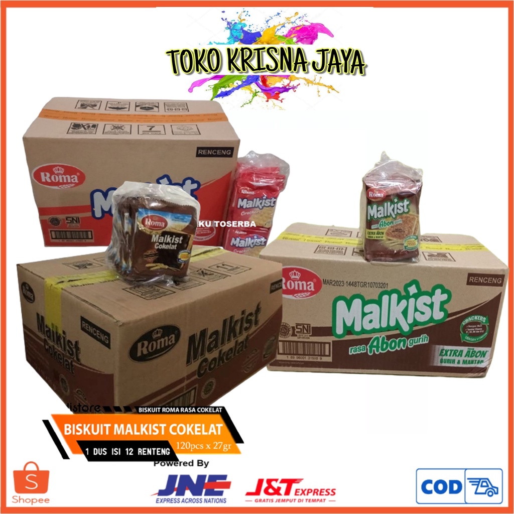 Jual ROMA MALKIST SACHET CRACKERS ABON COKELAT KEJU NETTO 12
