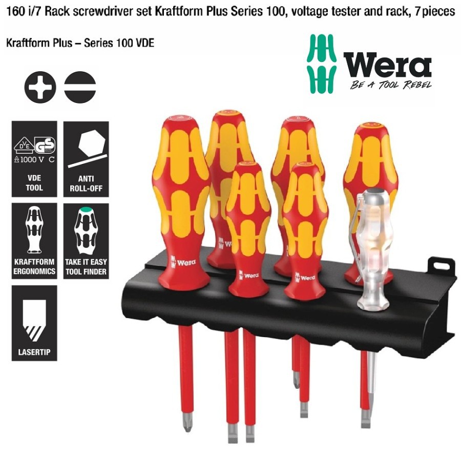 Jual Obeng Plus Minus VDE Set 7 pcs Wera 05006147001 Voltage Tester and