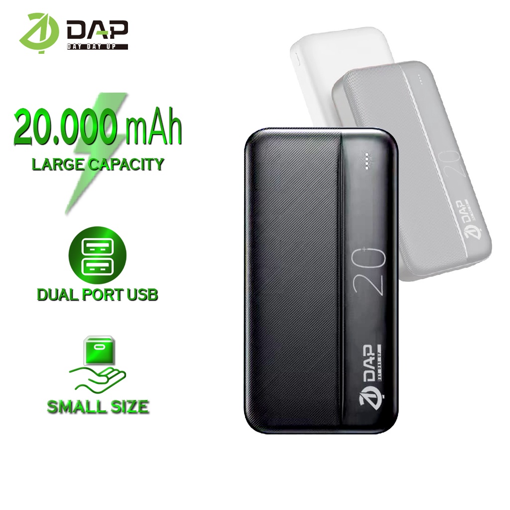 Jual PowerBank DAP 20000mah DP220 2.4A Dual Input Port Type C & Micro