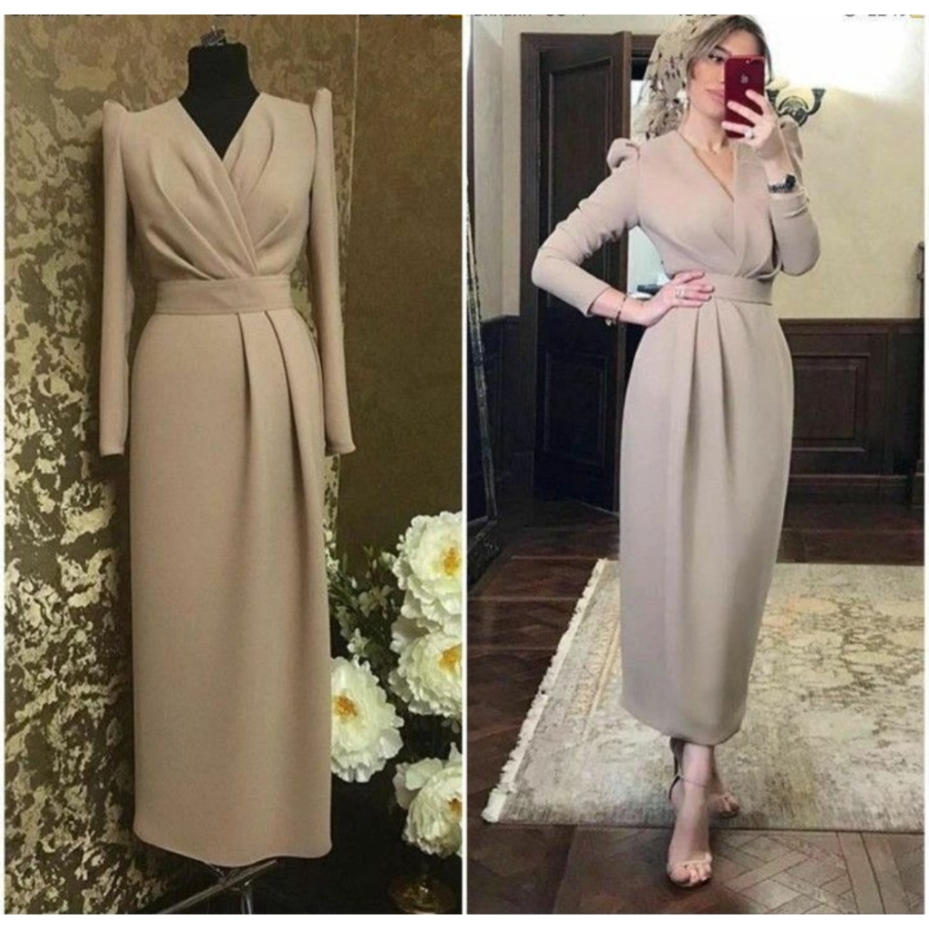 Jual DRESS 10761 scuba titanium gamis choco bridesmaid dress muslim ...