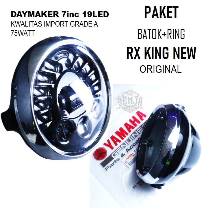 Jual daymaker 19 led 7inc 75watt paket batok rx king new bulat original ...