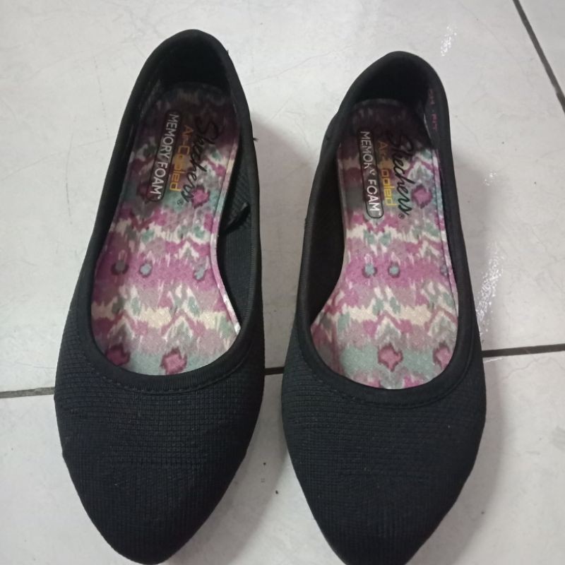 Jual Preloved Skechers Cleo Sass Black Woman Shopee Indonesia