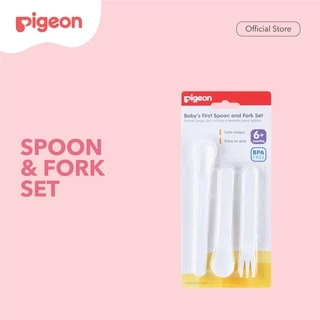 PIGEON Spoon and Fork Set | Feeding Set | Alat Makan Bayi | Peralatan Makan Bayi | Alat Makan Bayi MPASI | Sendok Garpu Bayi | Feeding Spoon | Baby Spoon | Baby Fork