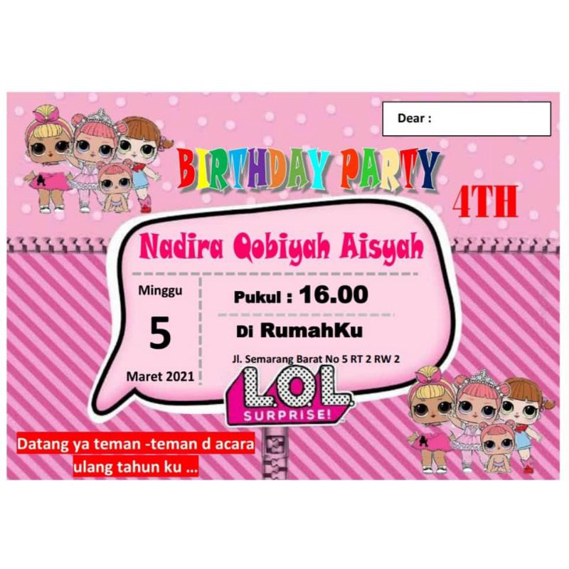 Jual undangan ulang tahun anak - undangan aqiqoh - undangan tedhak