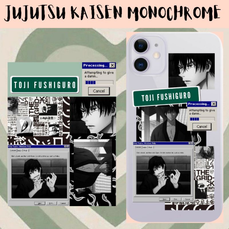 Jual Jujutsu Kaisen Sticker Monochrome Retro Casing Sticker Anime ...