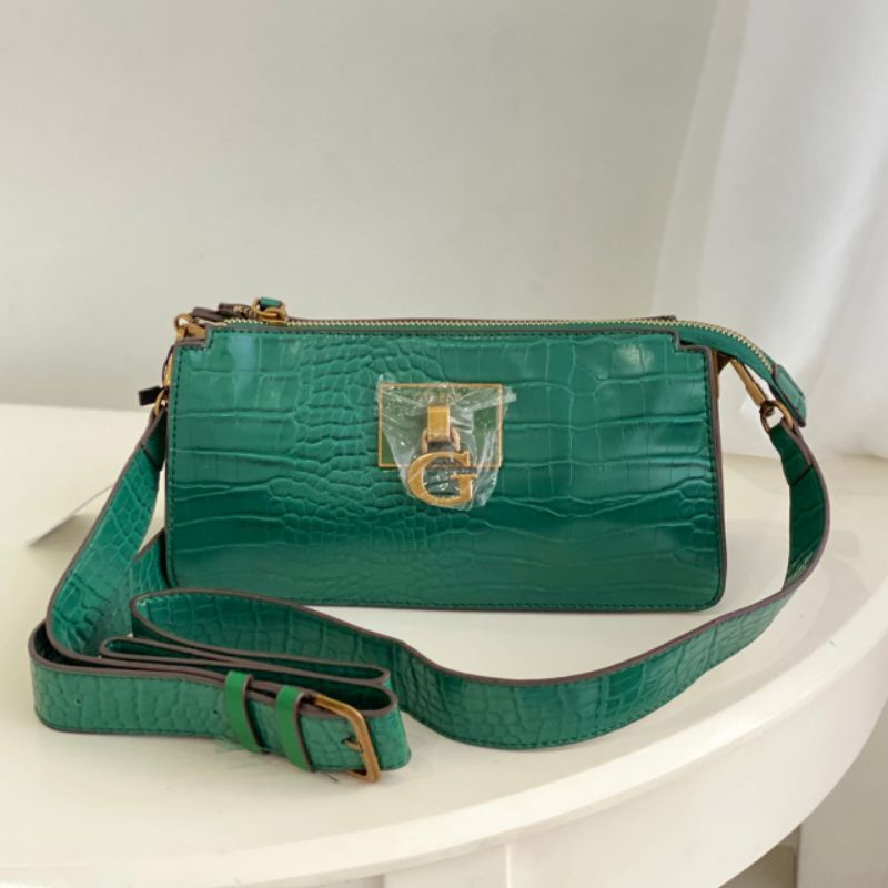 Guess Stephi Croc Print Mini Crossbody Bag Original Tas Guess Original  Tas Guess Croco Croco Bag Guess Guess Croco Bag Guess Bag Original