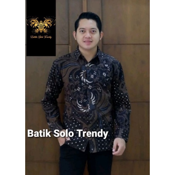 Jual Motif Merak Hitam Kemeja Batik Pria Baju Batik Hem Atasan Lengan Panjang Kain Halus Murah 