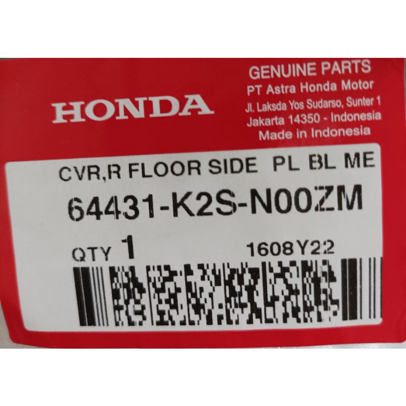 Jual Cover R Floor Side Vario160 Vario 160 Kanan Hitam Ori Honda ...