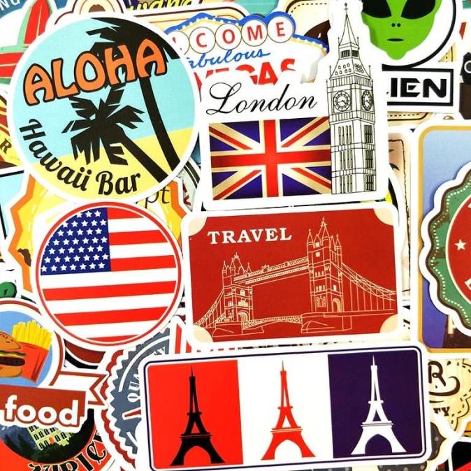 Jual 100 Pcs Stiker Koper Laptop Rimowa - Luggage Sticker Retro ...