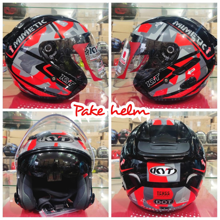 Jual HELM KYT GALAXY FLAT 4 BLACK RED FLUO HELM KYT HALF FACE HELM KYT