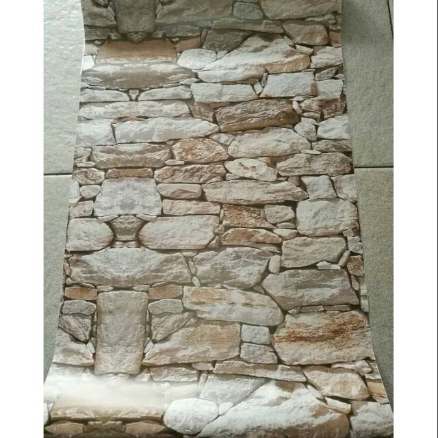 Jual Wallpaper dinding uk 45cmx10m kode 1017 batu susun | Shopee Indonesia