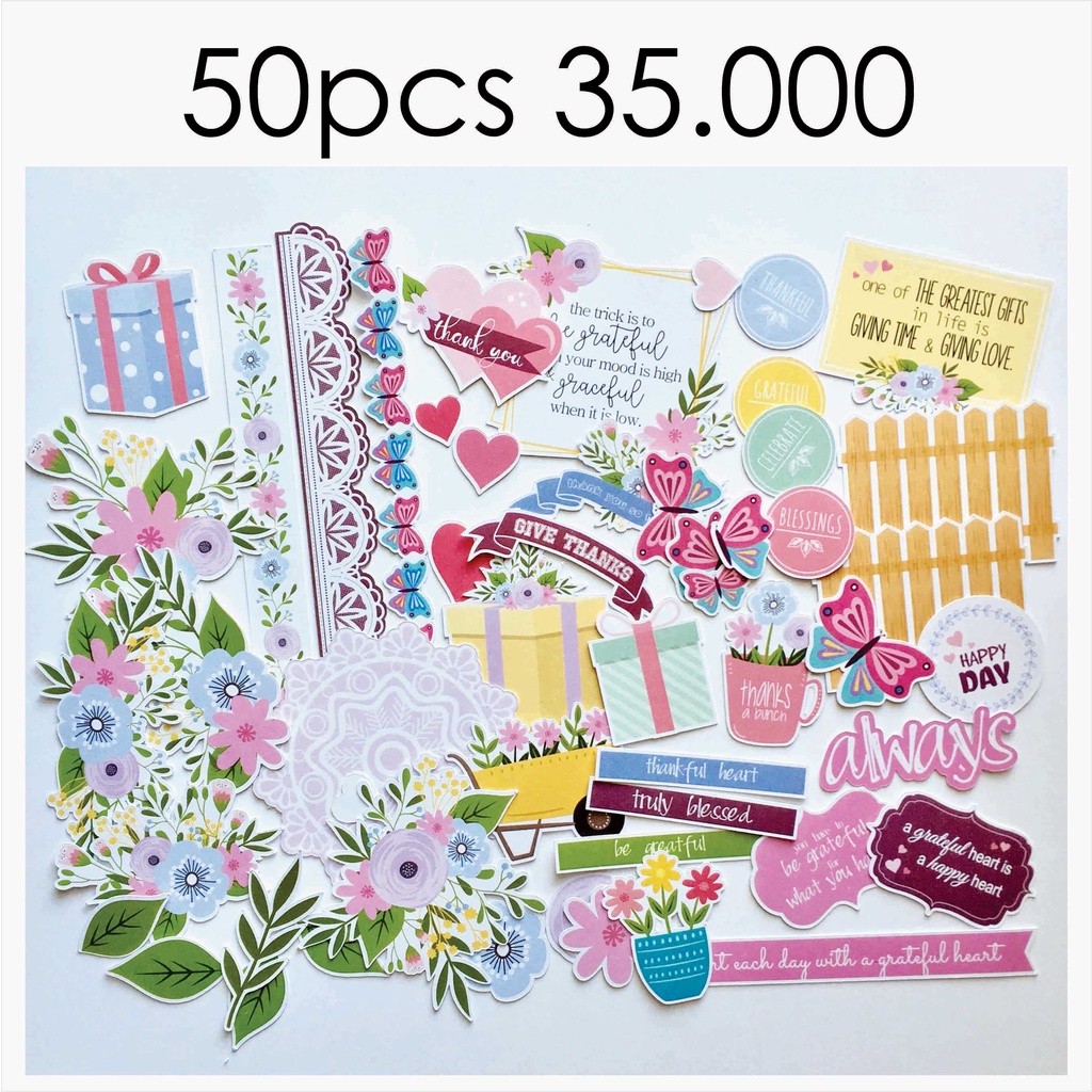 Jual BAHAN SCRAPBOOK Die Cut Hiasan Gambar Potongan tema Thank