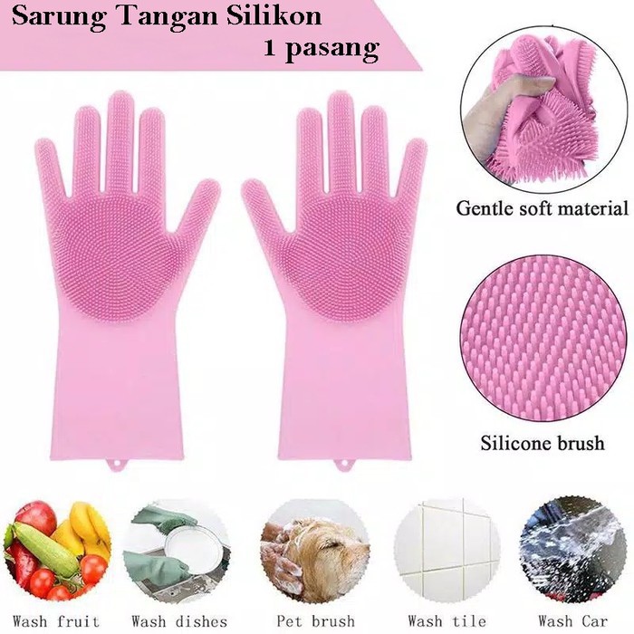Jual Sarung tangan SILIKON Sabut cuci piring Silice Gloves Magic Sp New ...
