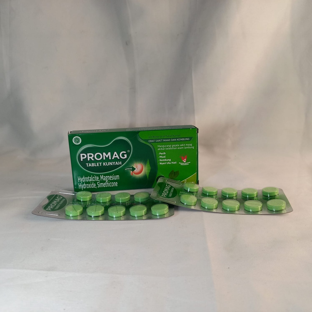 Jual Promag Tablet Kunyah Obat Sakit Maag Dan Kembung - 1 Strip Isi 10 ...