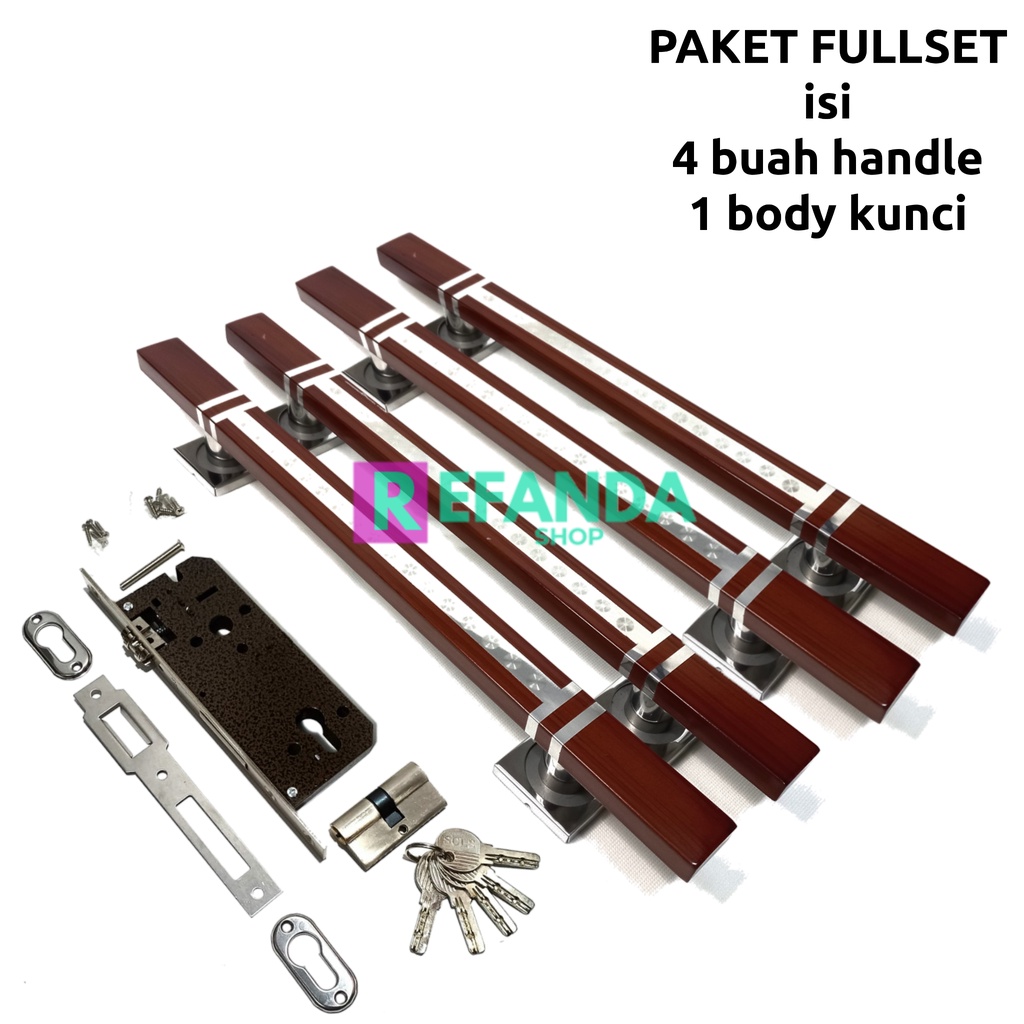 Jual 4biji gagang handle pintu rumah minimalis fullset kunci pegangan