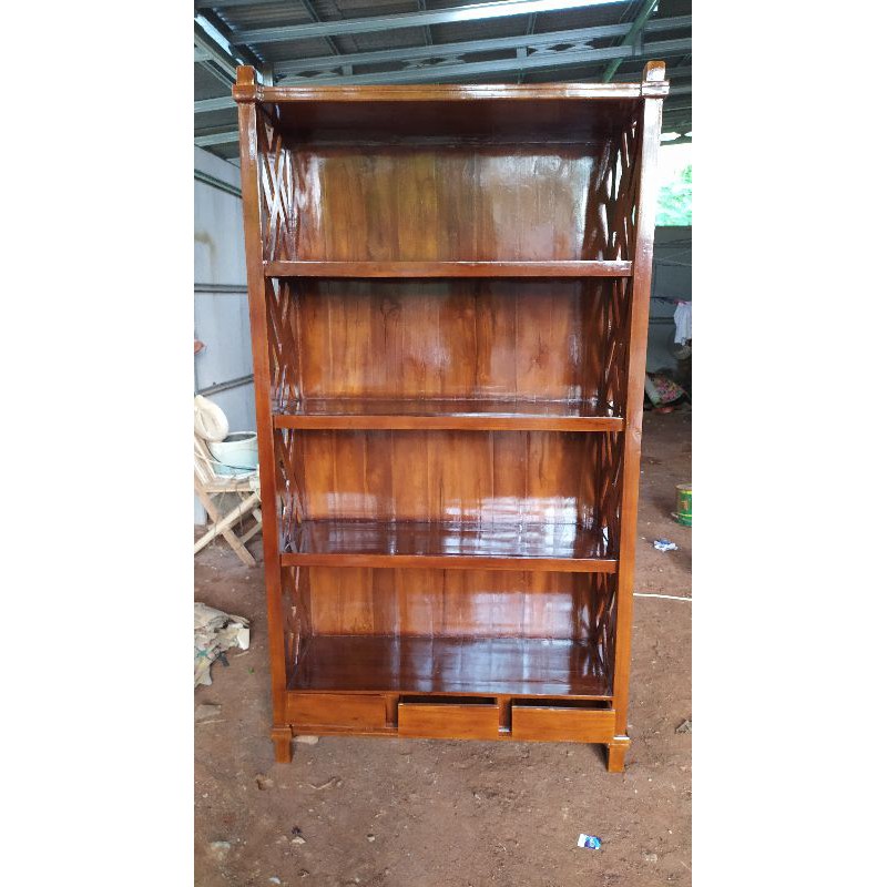 Jual RAK BUKU MINIMALIS KAYU JATI FURNITURE JEPARA | Shopee Indonesia