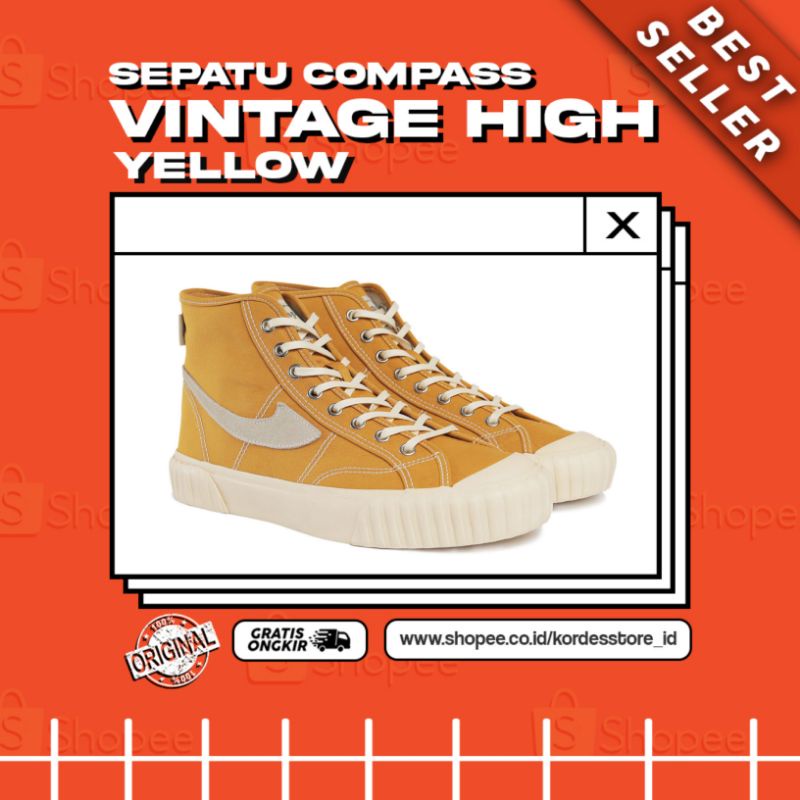 Jual (BNIB) Sepatu Compass Vintage High Yellow 100% Original | Shopee ...