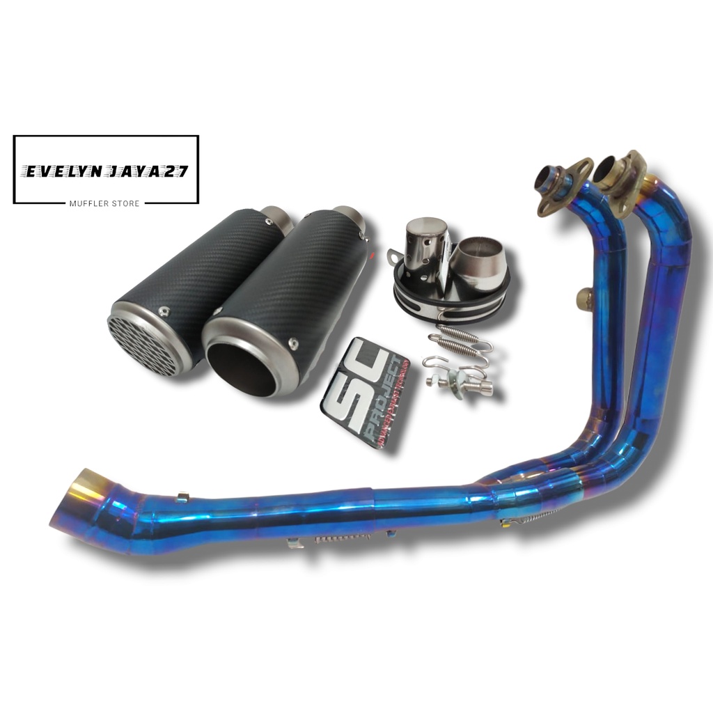 Jual KNALPOT RACING SC PROJECT CR-T CARBON IMPORT HEADER BLUE ...