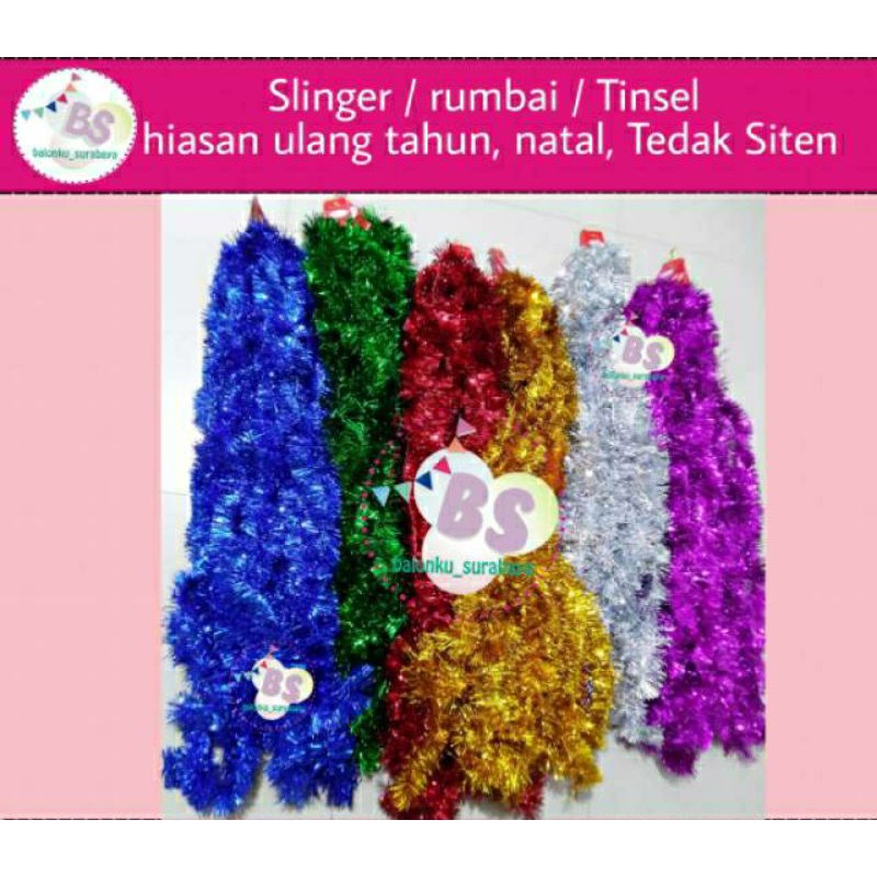 Jual Slinger rumbai natal tinsel hiasan parcel natal warna warni ...