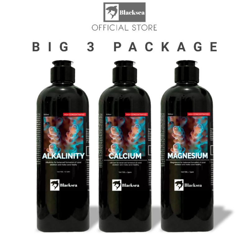 Jual Perawatan hewan ikan coral Blacksea paket big3 complete alkalinity, calcium, magnesium