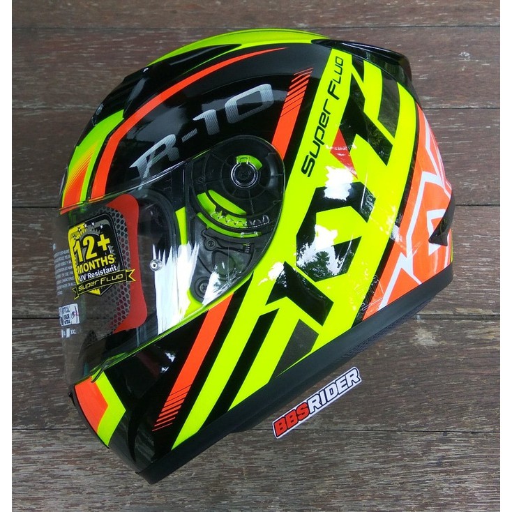 Harga helm kyt full store face r10 super fluo