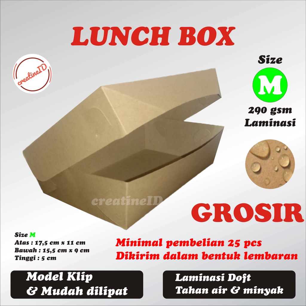 Jual lunch box size M / lunch box paper craft / kotak nasi kertas kraft