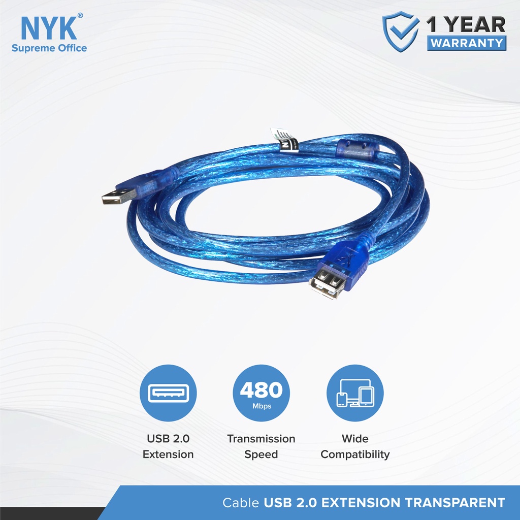 NYK Cable USB 2.0 EXTENSION Transparant COD (2)