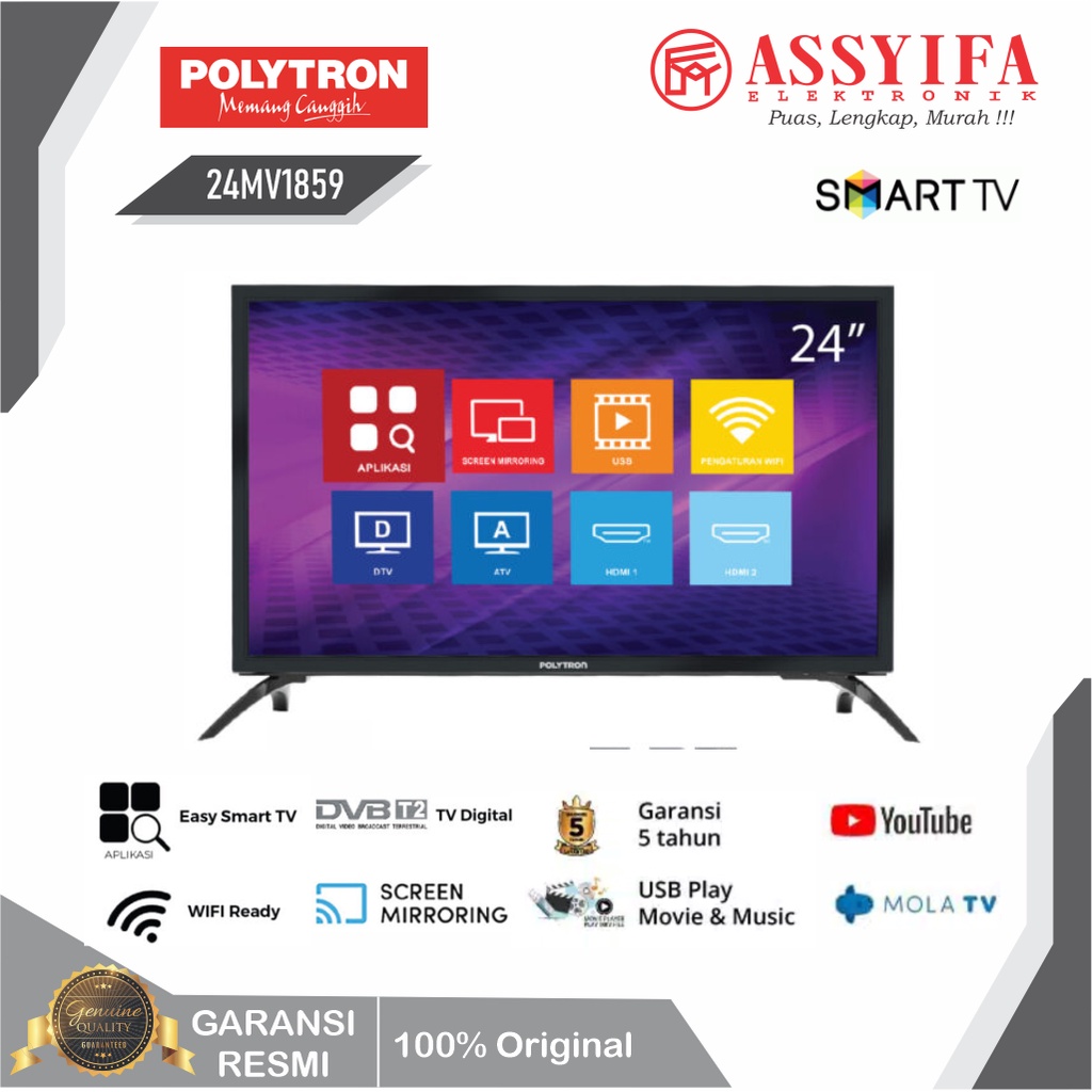 Jual LED POLYTRON 24 INCH SMART TV TERBARU 24MV1859 | Shopee Indonesia