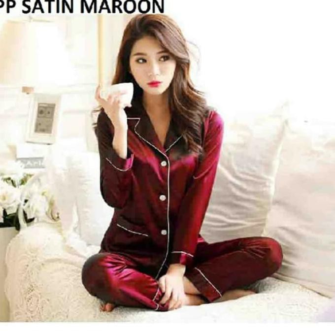 Jual Piyama Wanita Baju Tidur Cewek Setelan Baju Tidur Pajamas Satin ...
