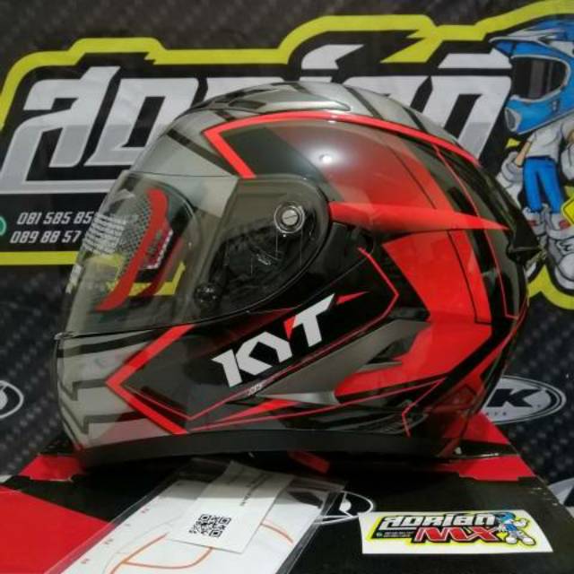 Jual HELM KYT FALCON ARMOUR BLACK RED FLUO DOUBLE VISOR HELM TOURING ...