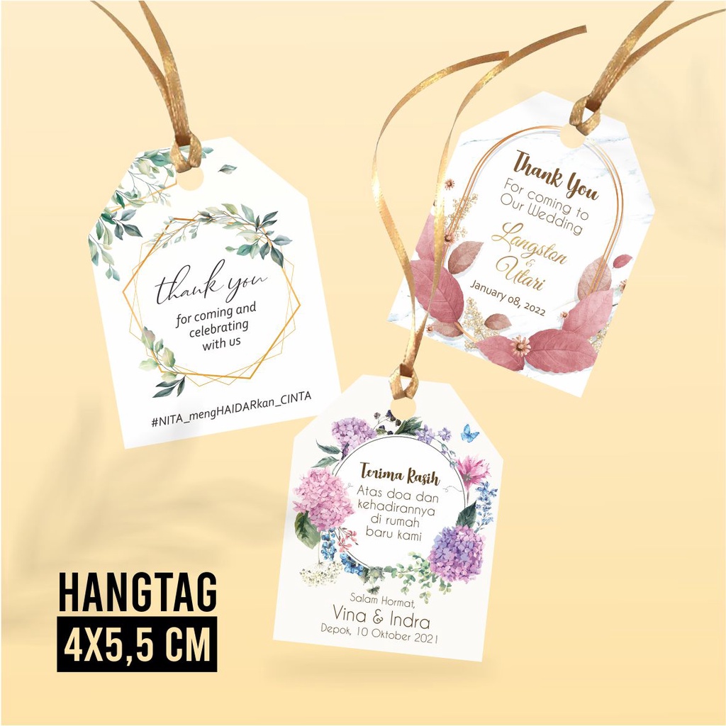 Jual Hang Tag Souvenir 4x5,5 cm / Engagement / Wedding/ Hang Tag Ucapan ...