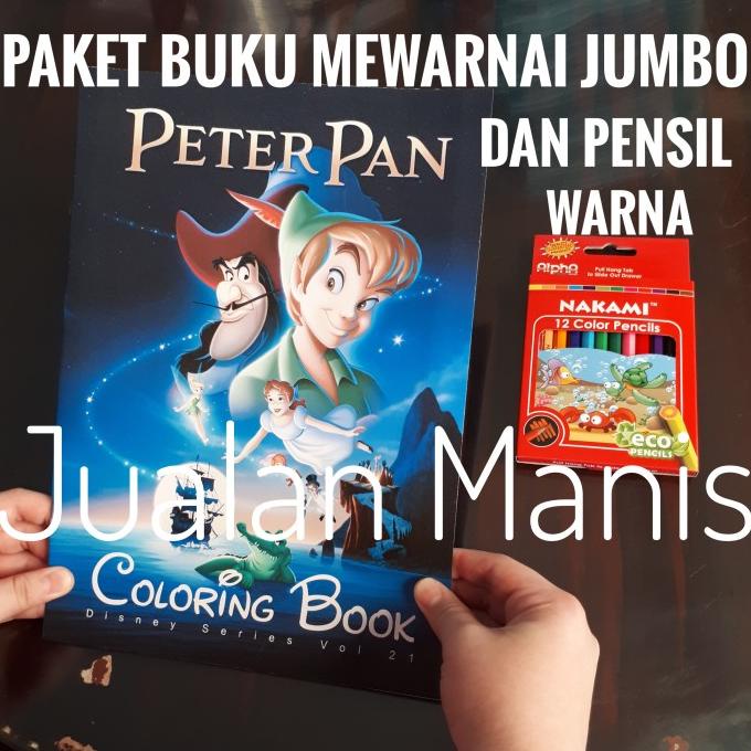 Jual buku Paket Buku Anak Mewarnai Jumbo Karakter Peter Pan Set Pensil