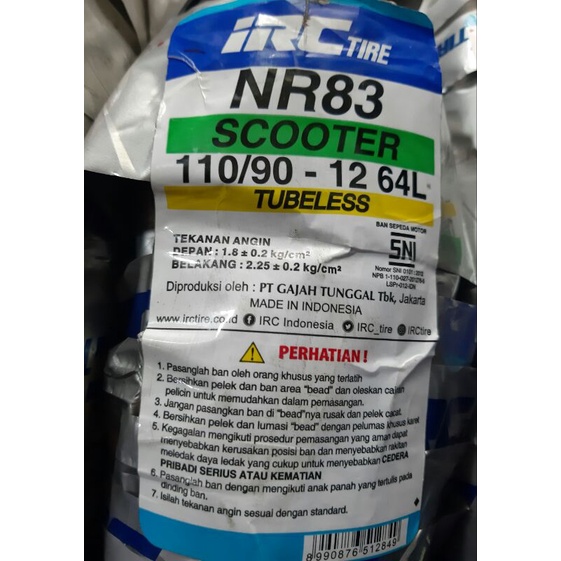 Jual Ban IRC 110/90-12 Tubeless | Shopee Indonesia