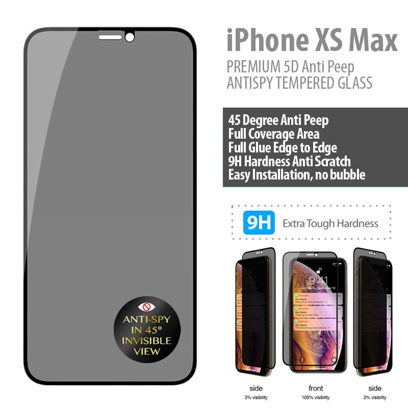 Jual iPhone XS Max PREMIUM 5D Curved Anti Spy Tempered Glass Protector Shopee Indonesia
