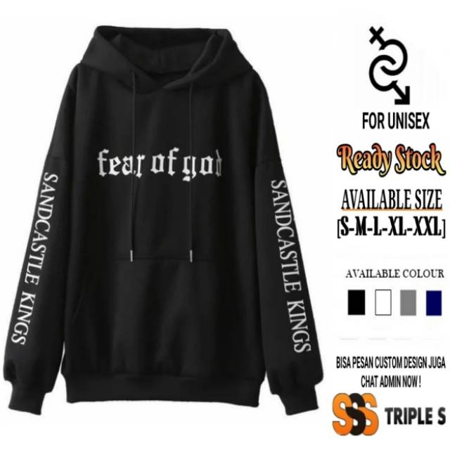 Jual HOODIE JUMPER FEAR OF GOD SANDCASTLE KINGS SABLON PUTIH