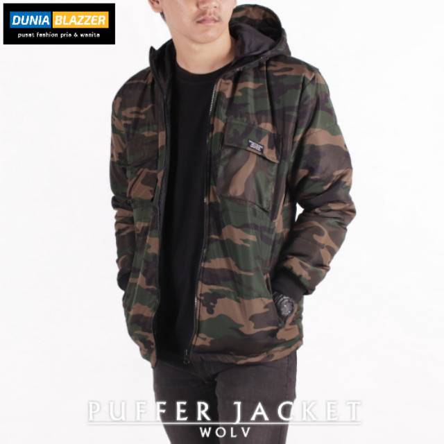 Jual JAKET PRIA PUFFER ARMY Hoodie Motif Tentara Hijau Anti Air Tebal Musim Dingin Pria Casual Outdoor Shopee Indonesia