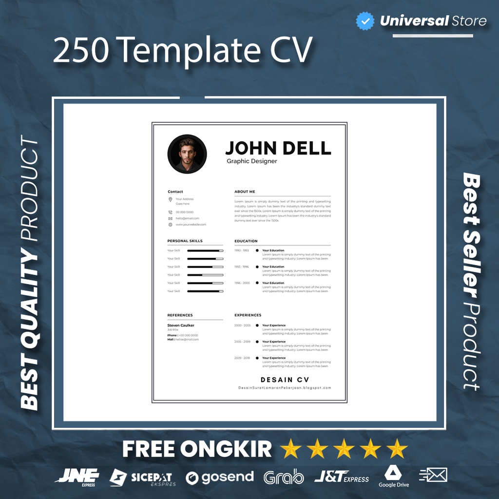Jual Koleksi 250 Template CV Resume Surat Lamaran Kerja Format PSD AI ...