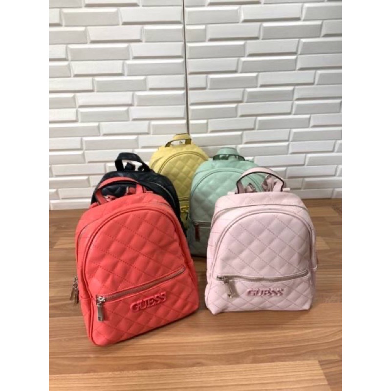 guess elliana quilted mini backpack Factory Evan Color-Block Crossbody Guess Elliana Little Coral Back
