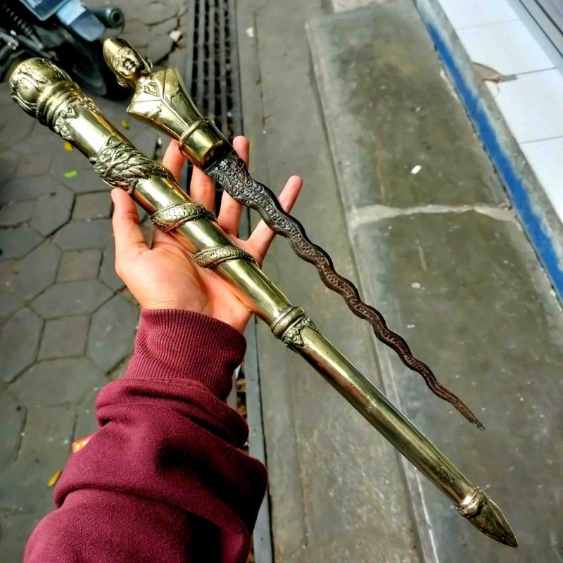 Jual Tongkat Komando Model Pak Soekarno / Karno Gagang Dililit Naga