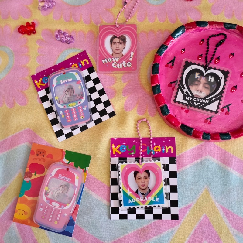 Jual (itspico) keychain cute acrylic 1 side frame keychain lucu