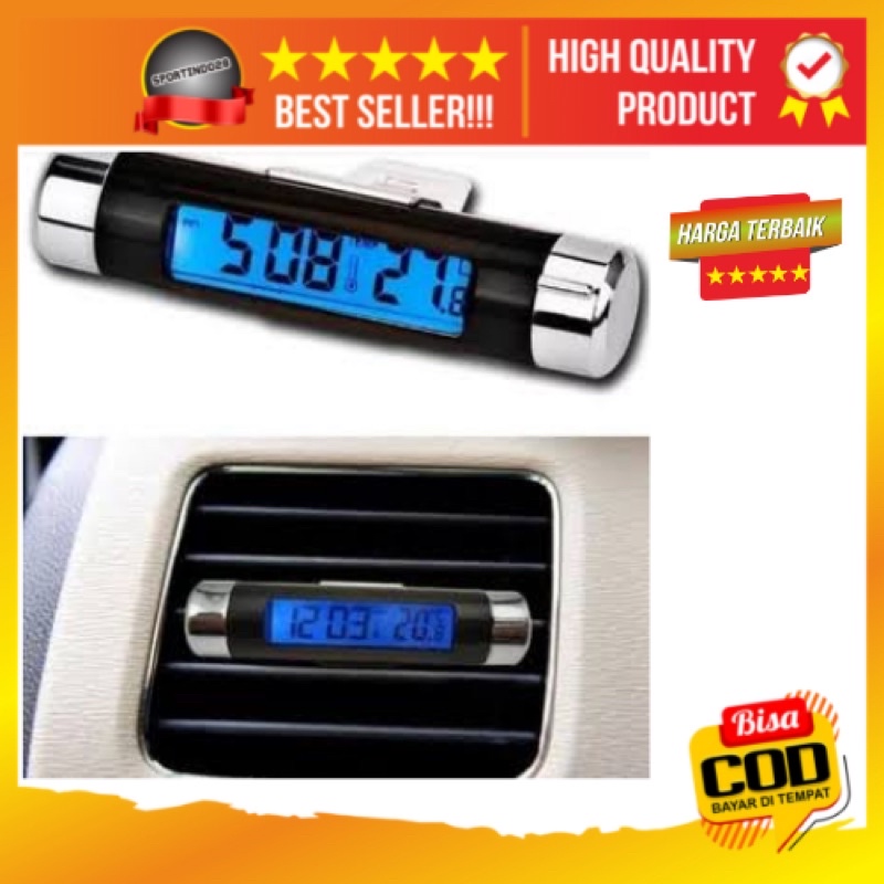 Jual jam digital & temperatur mobil thermometer LCD biru | Shopee Indonesia